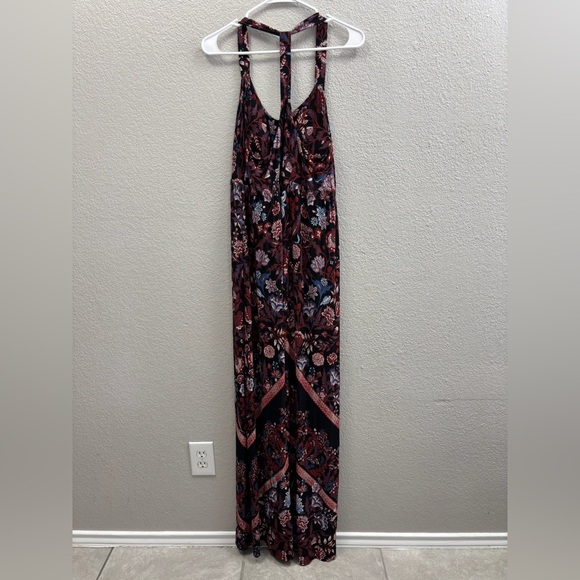 Soma Women's T-Back Padded Black, Red, and Blue Floral Maxi Dress Size XL - Picture 1 of 6
